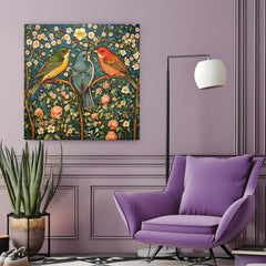 Birds Vintage Wall Art, William Morris Inspired Art, Vintage Home Decor, Vintage Wall Art, Living Room Wall Room, Nature Bird Wall Art