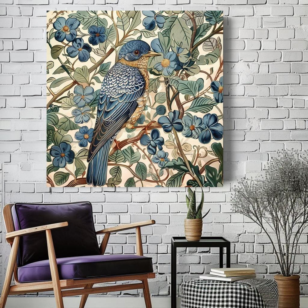 William Morris Wall Art Vintage Blue Bird, William Morris Inspired Print, Vintage Bird Home Decor, Gift for Bird Lovers
