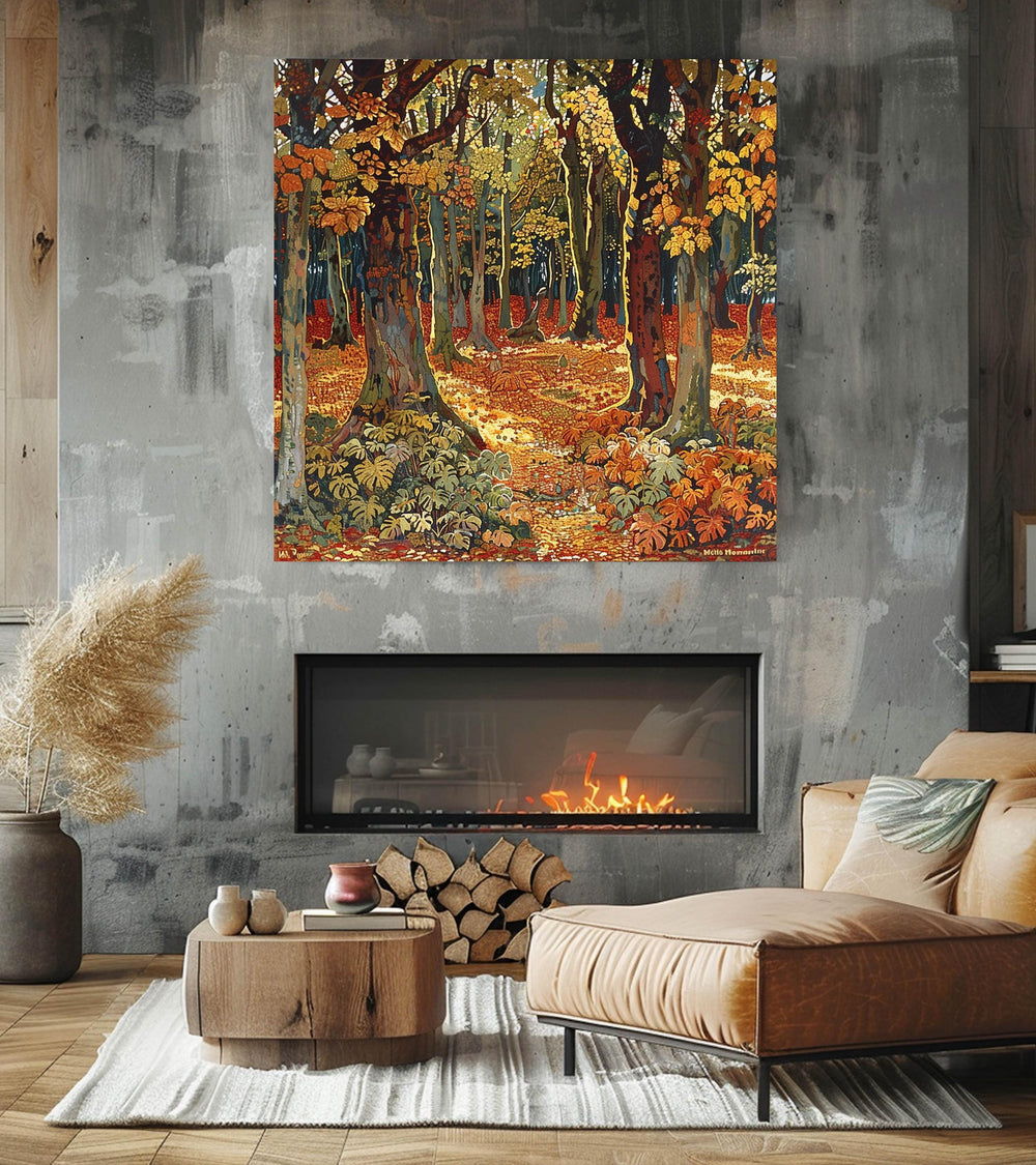 William Morris Inspired Autumn Forest Canvas Wall Art, Vintage Botanical Art, Rustic Autumn Decor, Elegant Seasonal Canvas Print