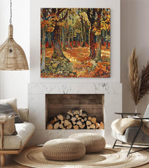 William Morris Inspired Autumn Forest Canvas Wall Art, Vintage Botanical Art, Rustic Autumn Decor, Elegant Seasonal Canvas Print