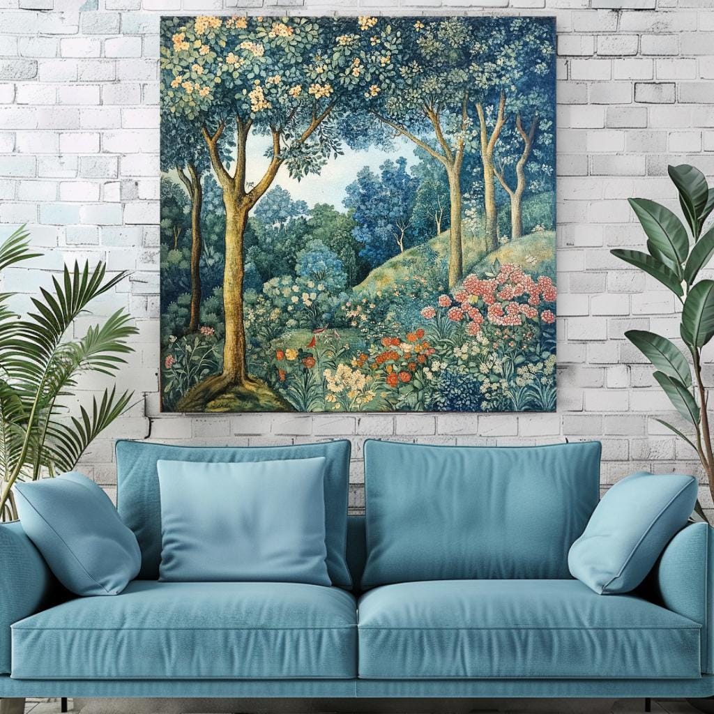 William Morris Wall Art Spring Forest Wall Canvas, Vintage Wall Art, Large Wall Art, Grandma Gift, Nature Wall Art, Aesthetic Wall Art,