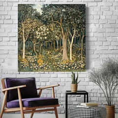 Vintage Forest Wall Art, Large Framed Canvas, William Morris Wall Art, Beach House Art, Morris Inspired Decor, Nature-Inspired Wall Canvas