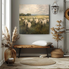 Rustic Sheep Canvas Art, Vintage Farmhouse Wall Decor, Nature Inspired Print, Best For Country Homes, Ideal Gift For Nature Lovers