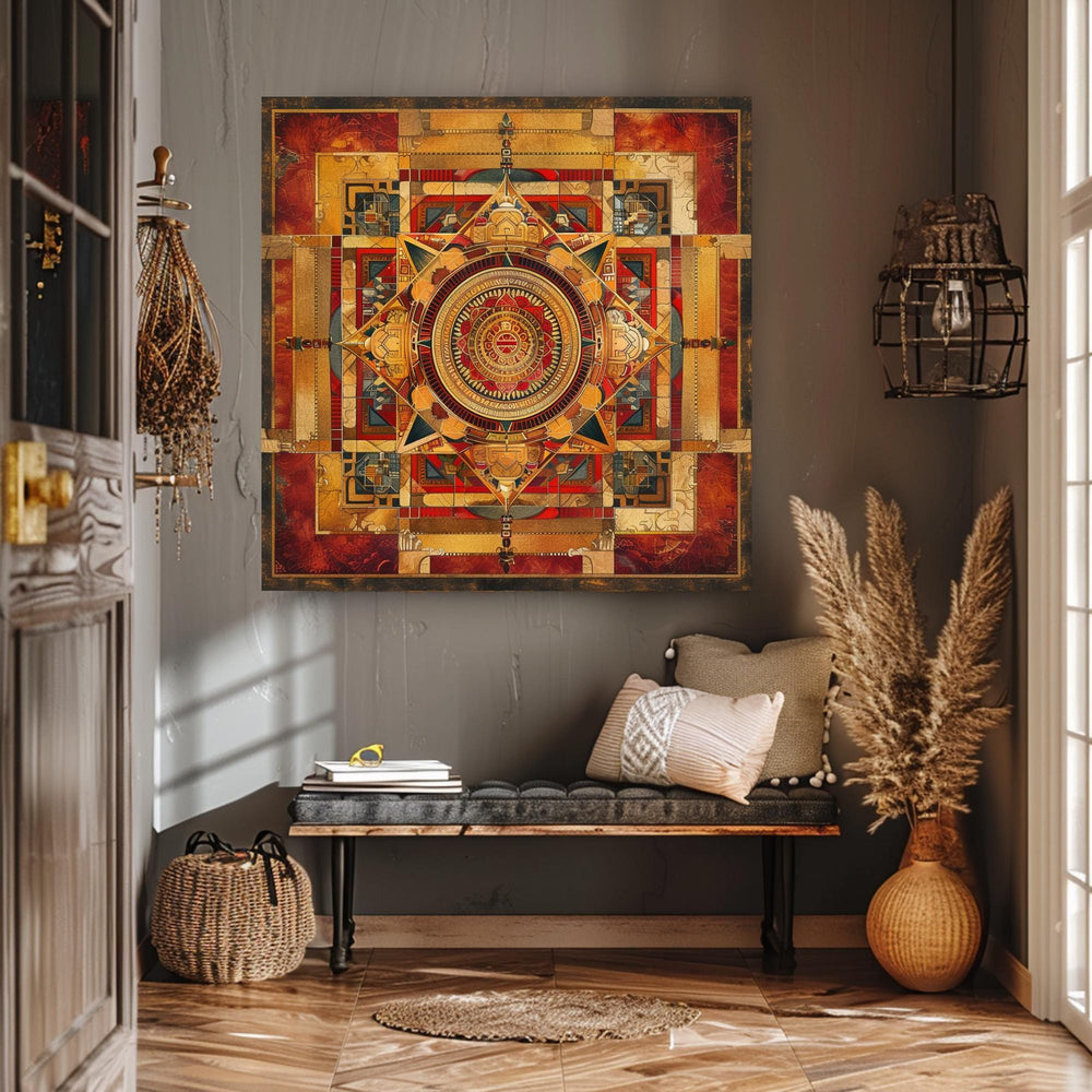 Yantra Illustration Canvas Wall Art, Mystical Mandala Home Decor, Sacred Yantra Art, Spiritual Energy Canvas, Best For Sacred Spaces