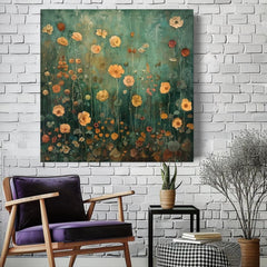 Moody Marigold Canvas Wall Art, Vintage Botanical Floral Print, Cottagecore Wall Decor, Spring Garden Art, Framed Flower Home Decor