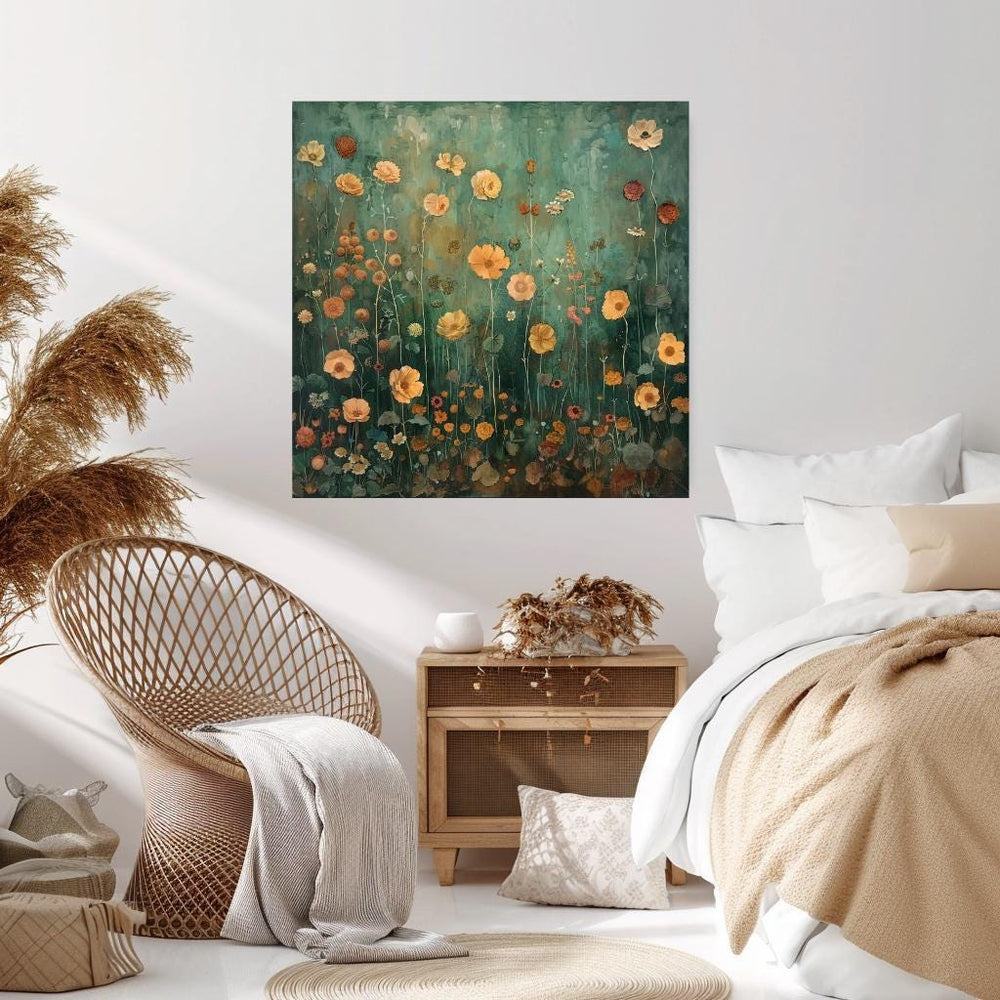 Moody Marigold Canvas Wall Art, Vintage Botanical Floral Print, Cottagecore Wall Decor, Spring Garden Art, Framed Flower Home Decor