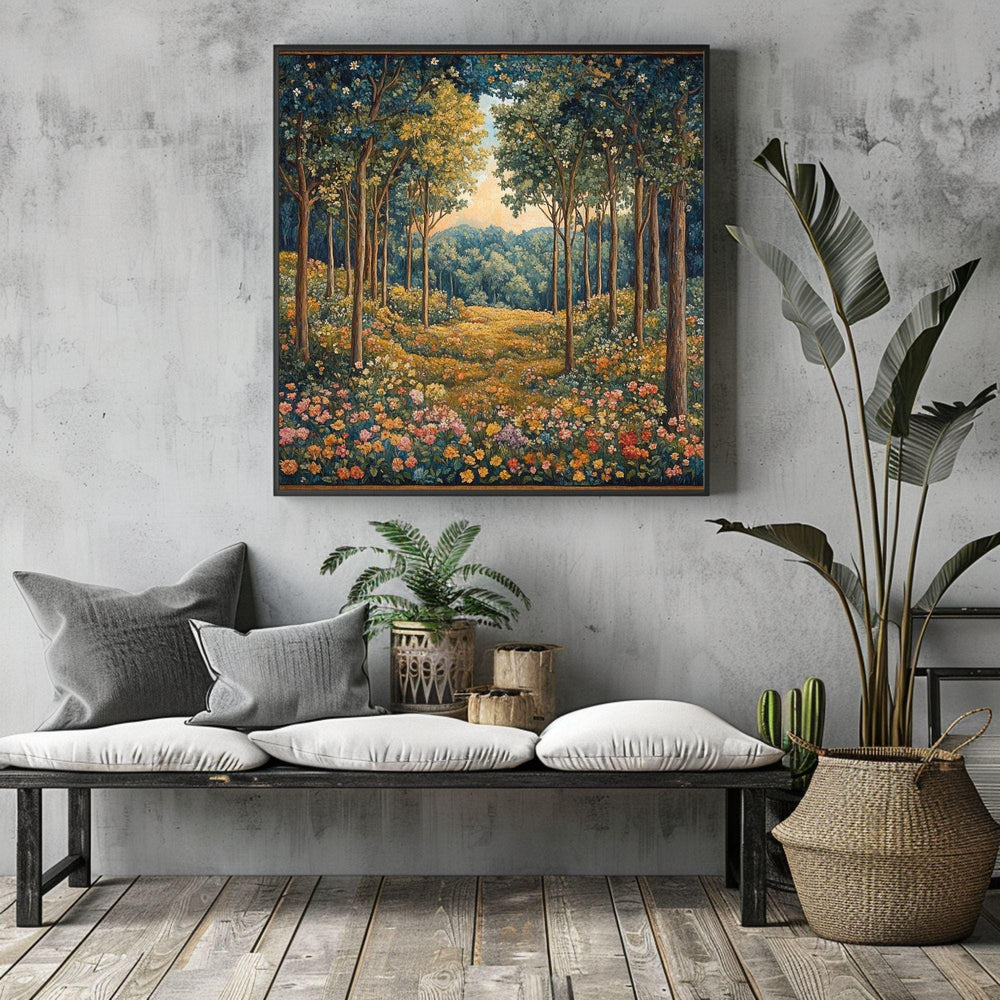 Autumn Forest Canvas Wall Art, William Morris Art Decor, Vintage-Inspired Wall Decor, Botanical Forest Scene, Vintage Style Autumn Forest