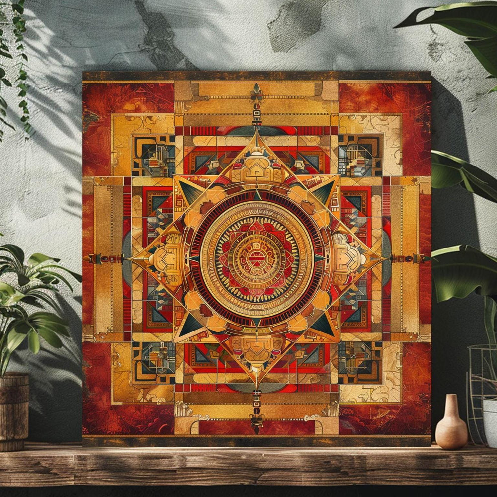 Yantra Illustration Canvas Wall Art, Mystical Mandala Home Decor, Sacred Yantra Art, Spiritual Energy Canvas, Best For Sacred Spaces