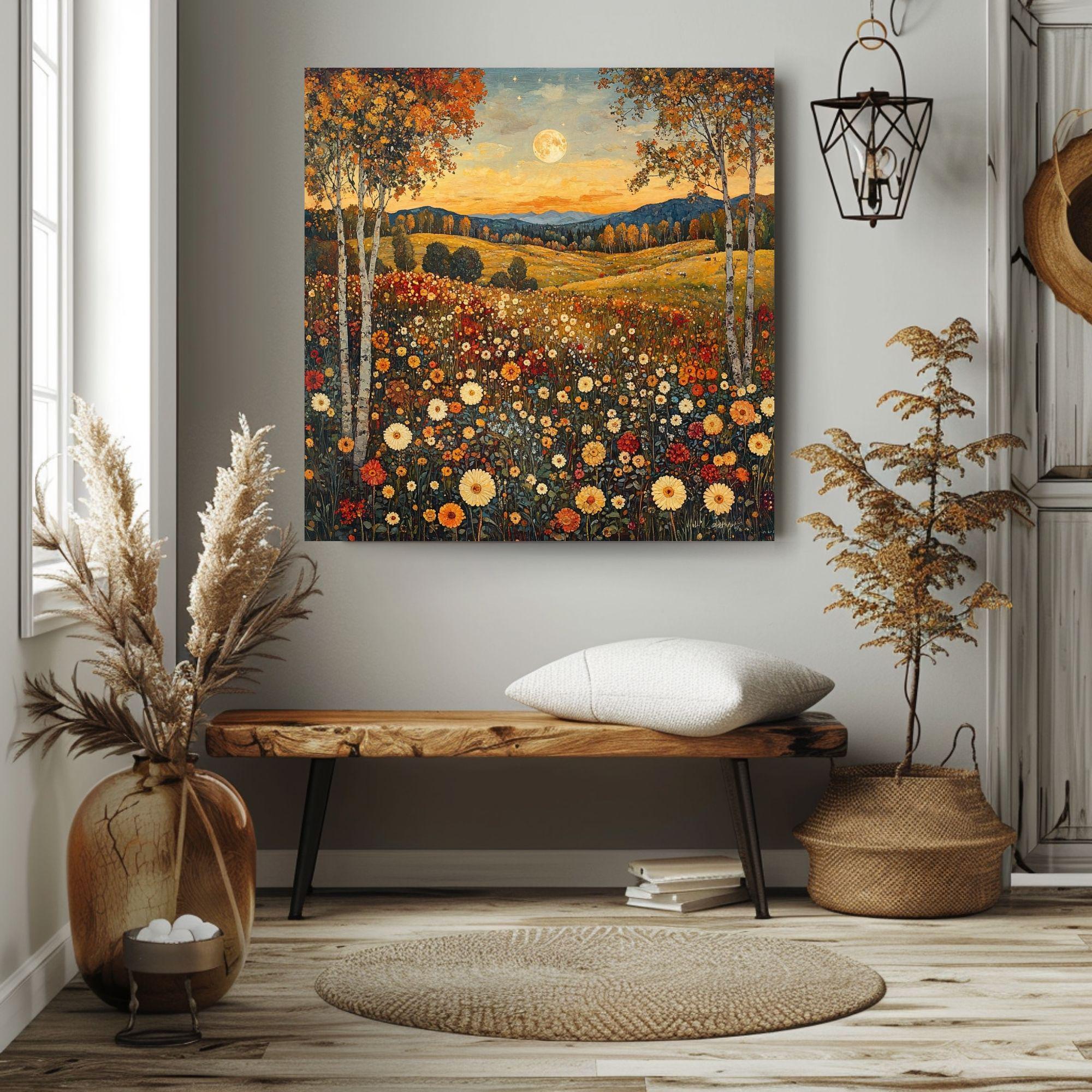 Autumn Field Canvas Art, William Morris Art Decor, Vintage-Inspired Wall Decor, Botanical Forest Scene, Arts & Crafts Movement Style