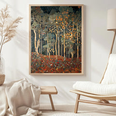 Autumn Forest Wall Art, William Morris Style Canvas, Woodland Botanical Decor, Vintage Home Accent, Gift for Nature Lovers