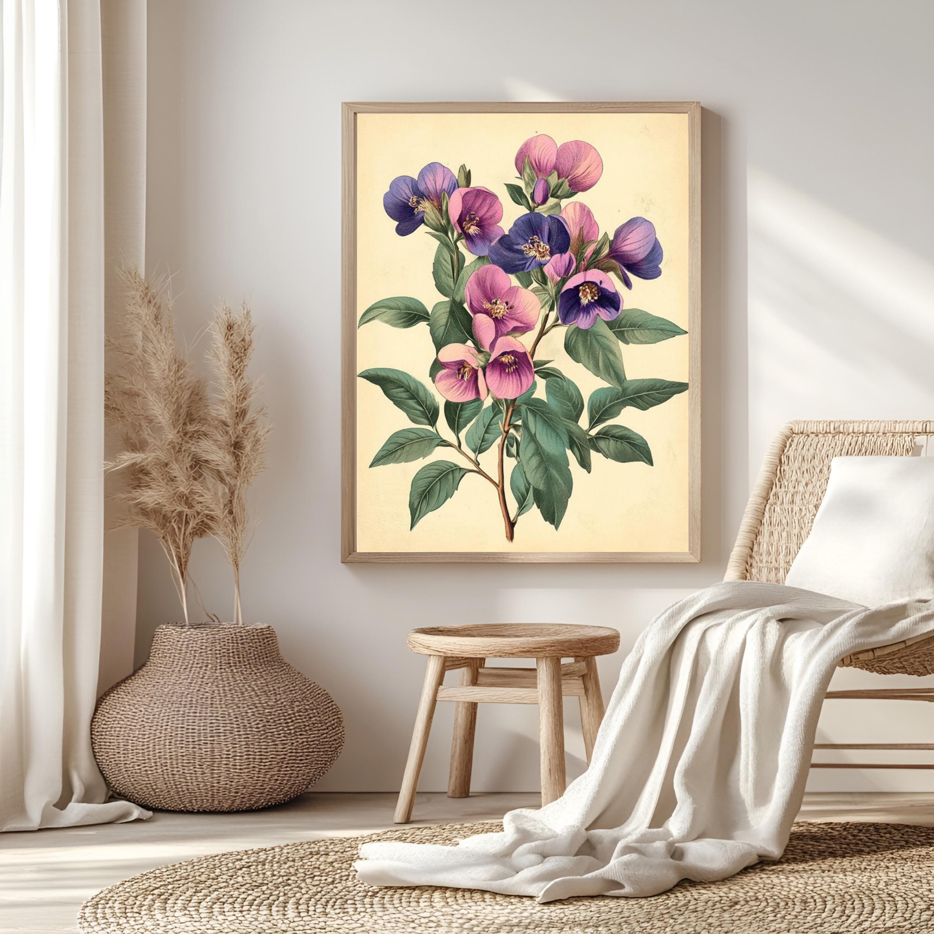 Vintage Botanical Wall Art, Antique Floral Poster Print, Framed Garden-Inspired Decor, Classic Nature Wall Decor for Home, Flowers Poster