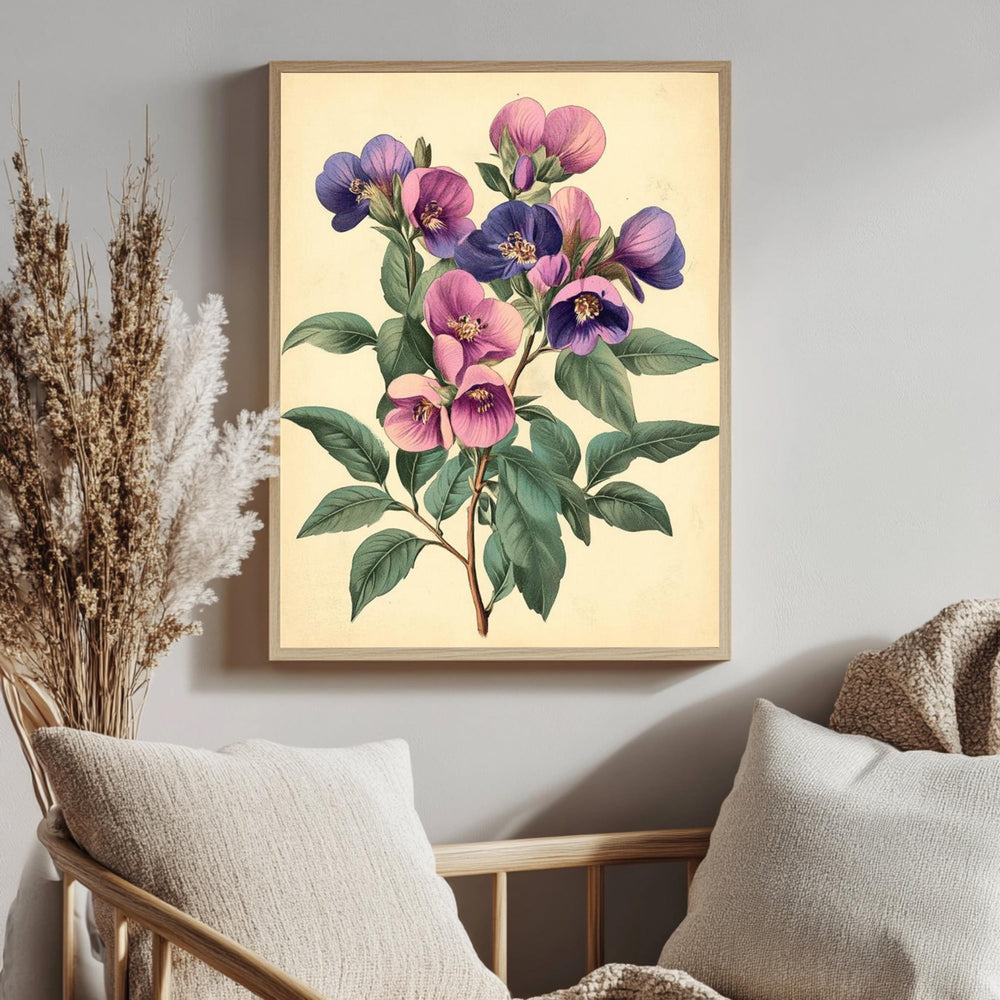Vintage Botanical Wall Art, Antique Floral Poster Print, Framed Garden-Inspired Decor, Classic Nature Wall Decor for Home, Flowers Poster