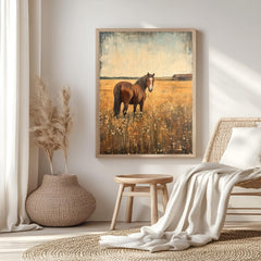 Vintage Horse Wall Art, Antique Equestrian Poster Print, Framed Canvas, Western Wall Art, Framed Farm Animal Canvas, Rustic Country Decor