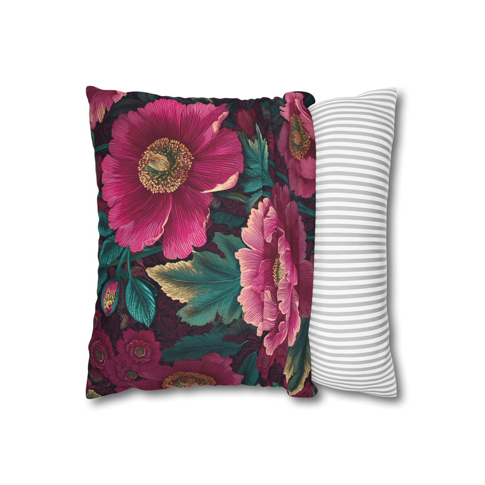 Pink Peony Pillow, Deep Green Floral Cushion, Botanical Garden Throw Pillow, Romantic Bloom Decor, Cottagecore Nature Accent