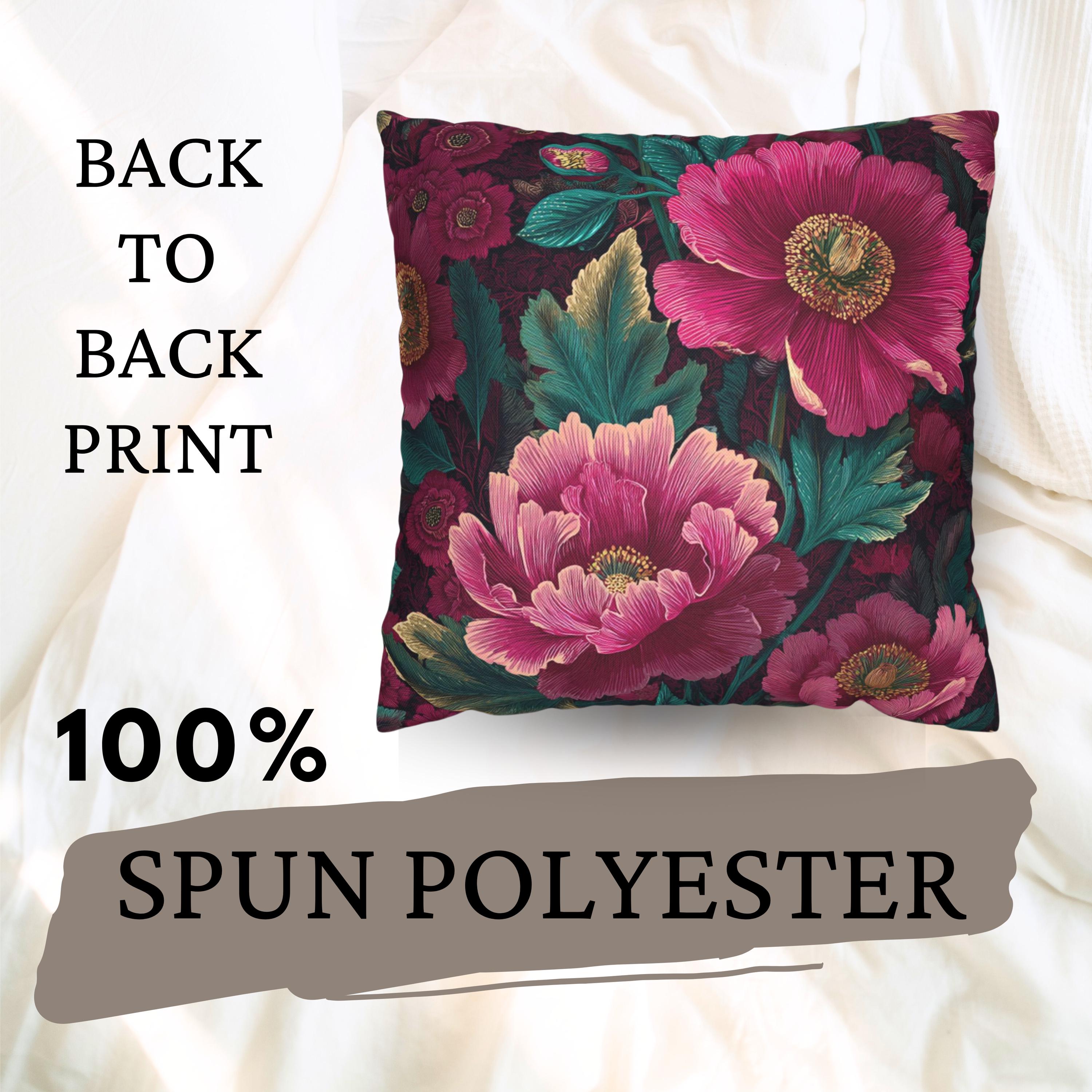 Pink Peony Pillow, Deep Green Floral Cushion, Botanical Garden Throw Pillow, Romantic Bloom Decor, Cottagecore Nature Accent