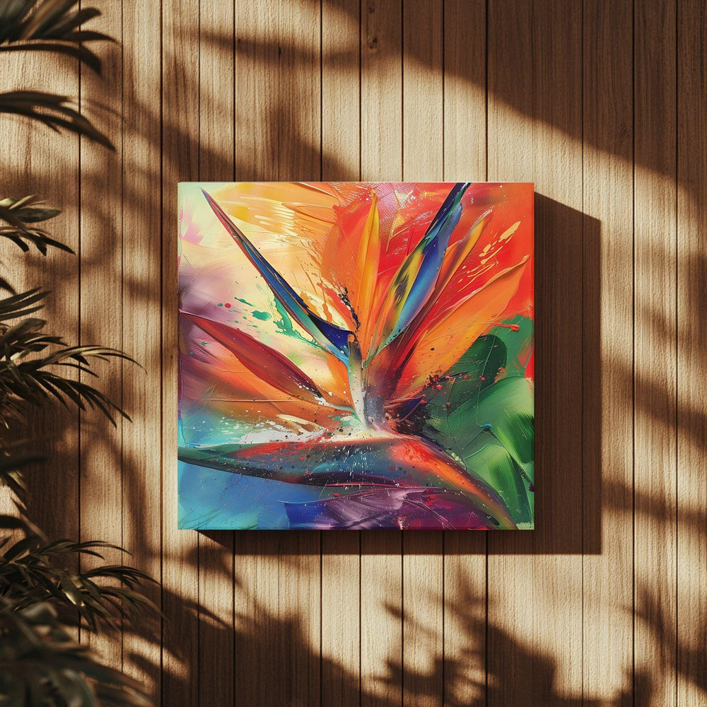 Vibrant Bird Of Paradise Wall Art Decor, Tropical Art Painting Decor, Ready To Hang Wall Decor, Beach Painting Canvas, Botanical Gift Idea
