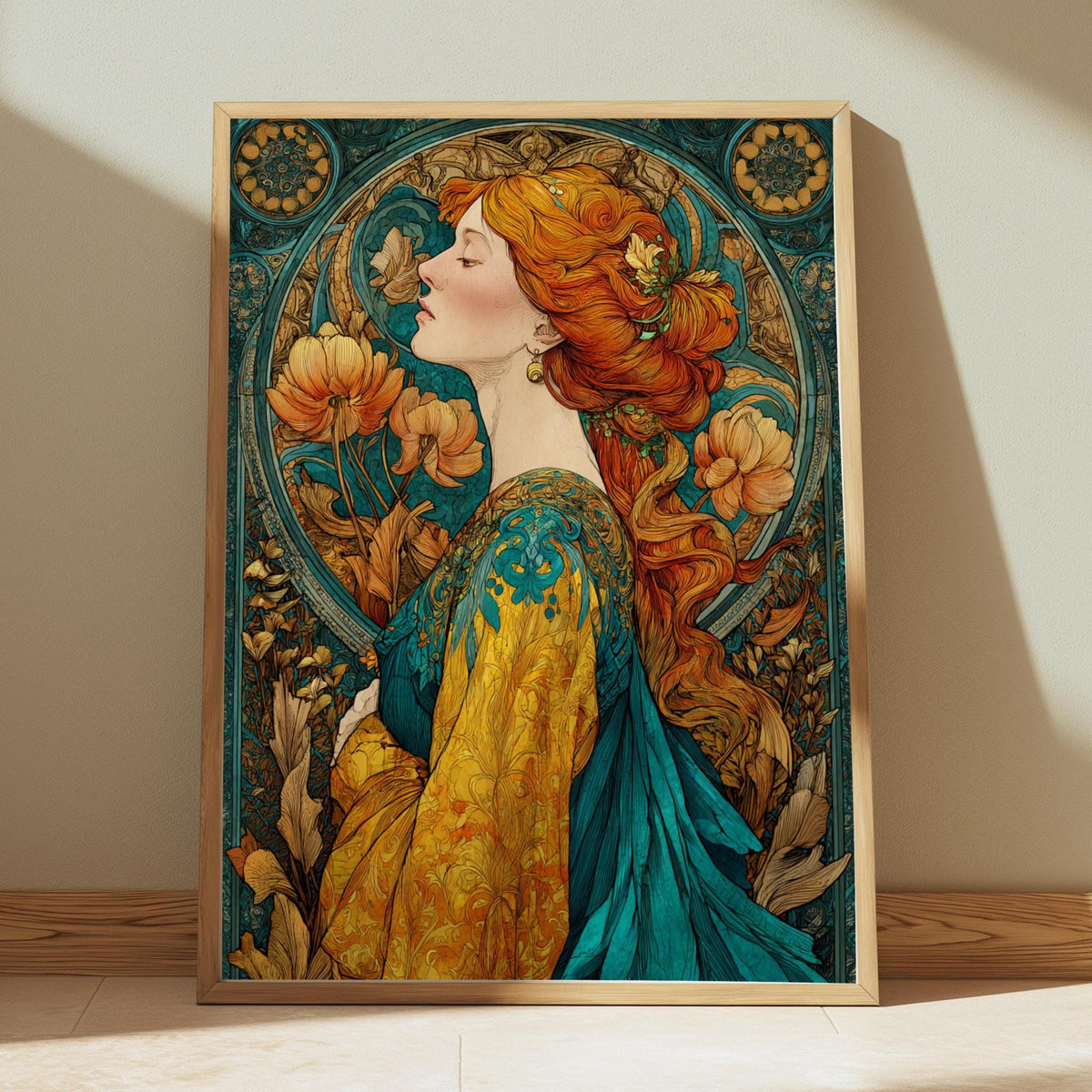 Art Nouveau Goddess Wall Art, William Morris Style Canvas, Vintage Floral Portrait Decor, Elegant Home Accent, Gift for Home Decor Lovers