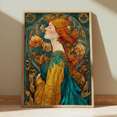 Art Nouveau Goddess Wall Art, William Morris Style Canvas, Vintage Floral Portrait Decor, Elegant Home Accent, Gift for Home Decor Lovers