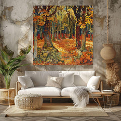 William Morris Inspired Autumn Forest Canvas Wall Art, Vintage Botanical Art, Rustic Autumn Decor, Elegant Seasonal Canvas Print