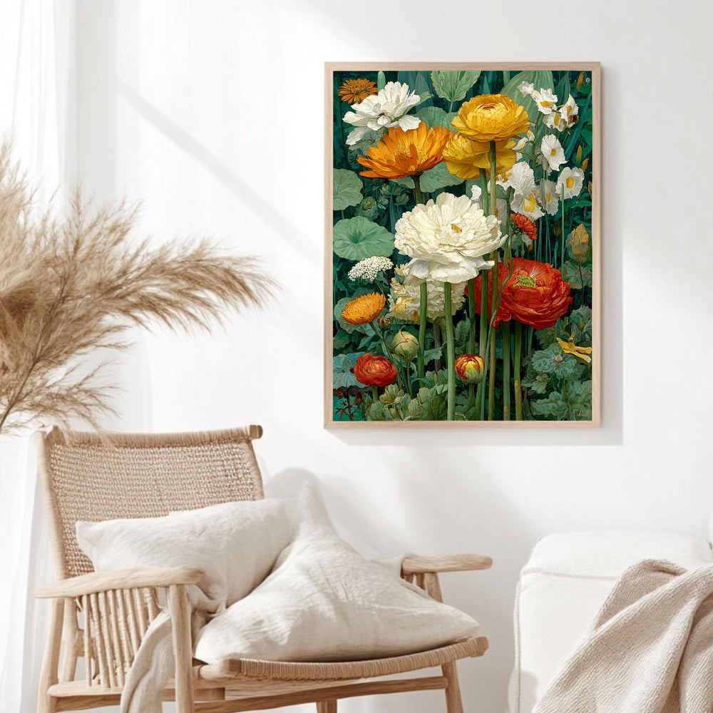 Vintage Flower Wall Art, Botanical Floral Canvas, Antique Flower Poster, Framed Canvas, Classic Botanical Print, Heritage Flower Artwork