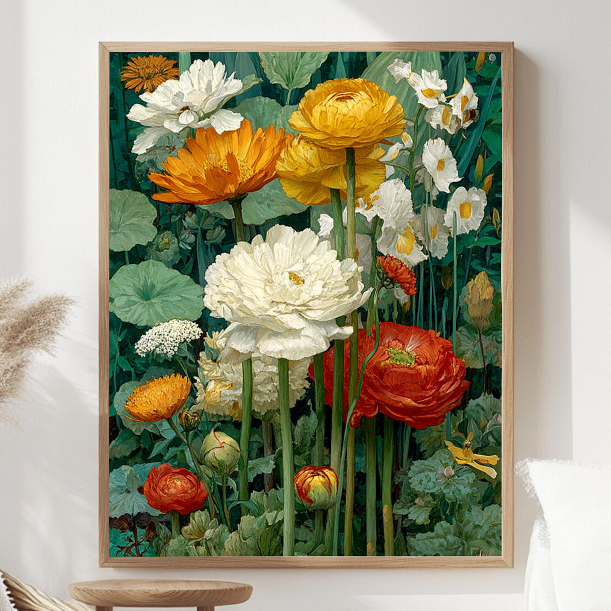 Vintage Flower Wall Art, Botanical Floral Canvas, Antique Flower Poster, Framed Canvas, Classic Botanical Print, Heritage Flower Artwork