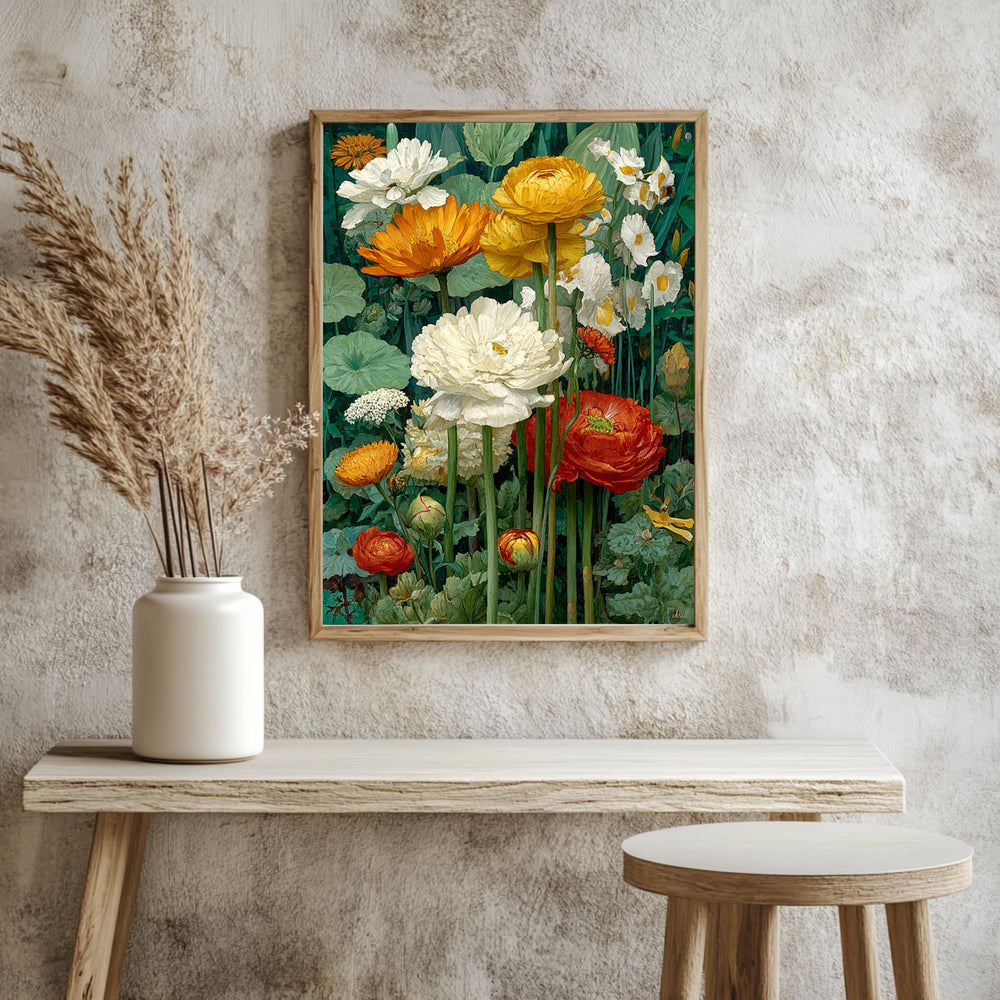 Vintage Flower Wall Art, Botanical Floral Canvas, Antique Flower Poster, Framed Canvas, Classic Botanical Print, Heritage Flower Artwork
