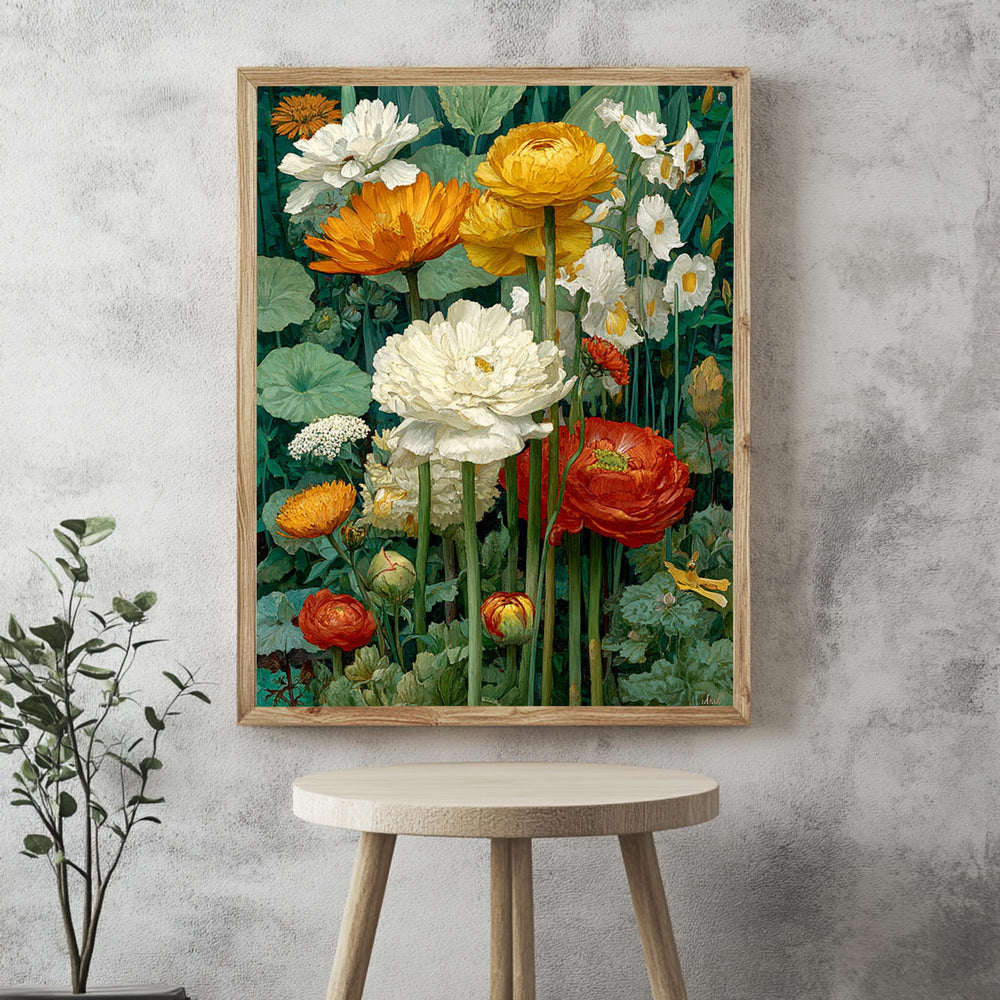 Vintage Flower Wall Art, Botanical Floral Canvas, Antique Flower Poster, Framed Canvas, Classic Botanical Print, Heritage Flower Artwork