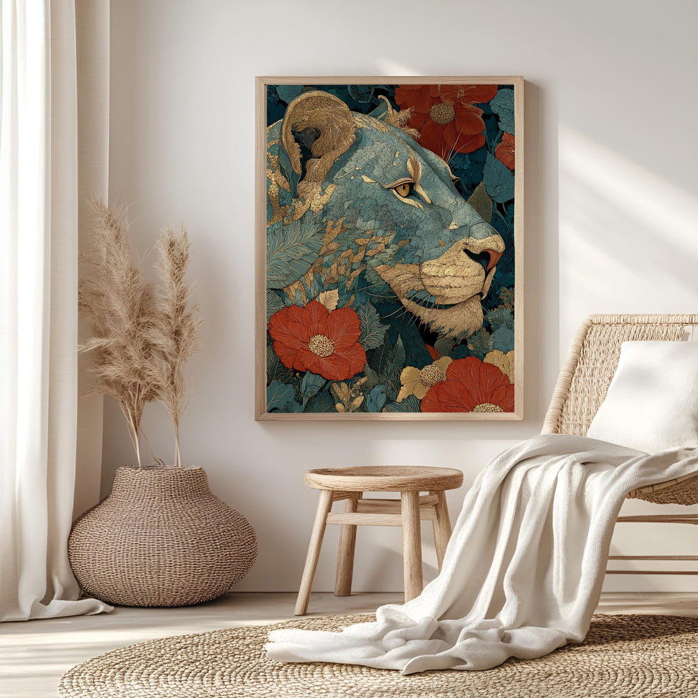 Vintage Lion Wall Art, Antique Animal Canvas, Classic Lion Poster, Framed Canvas, Botanical Illustration Print, Heritage Lion Artwork