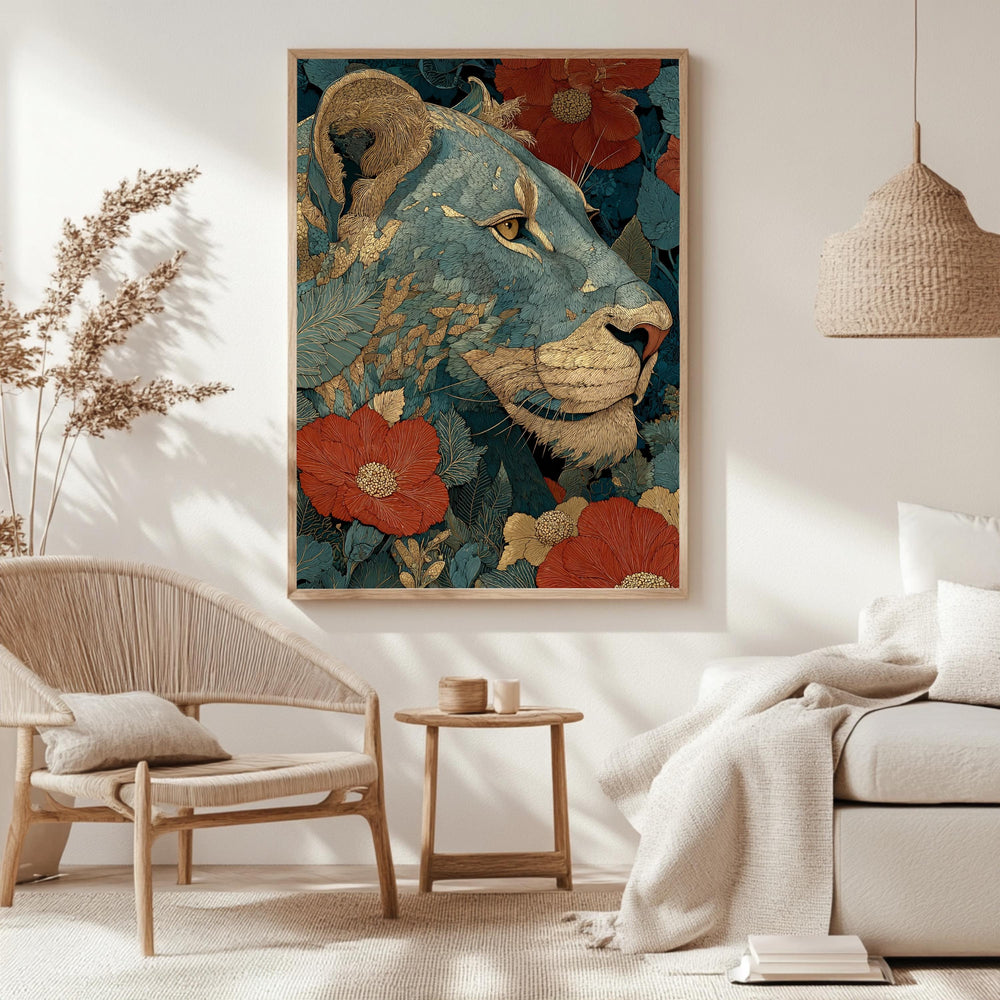 Vintage Lion Wall Art, Antique Animal Canvas, Classic Lion Poster, Framed Canvas, Botanical Illustration Print, Heritage Lion Artwork