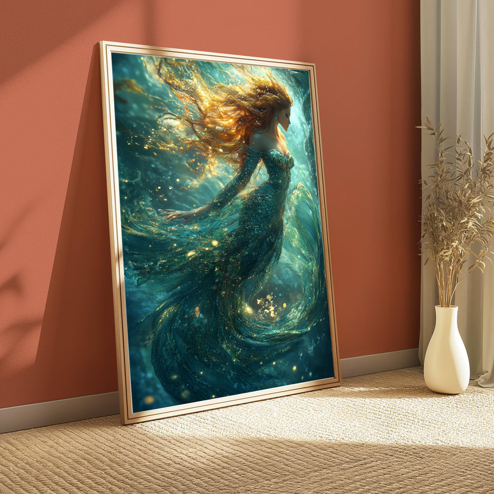 Underwater Mermaid Wall Art, Elegant Fantasy Canvas, Mystical Ocean Scene Decor, Magical Home Accent, Gift for Mermaid and Ocean Lovers