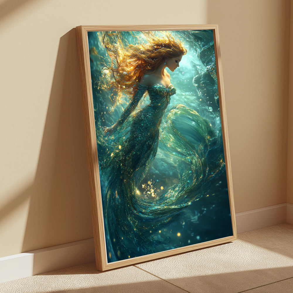 Underwater Mermaid Wall Art, Elegant Fantasy Canvas, Mystical Ocean Scene Decor, Magical Home Accent, Gift for Mermaid and Ocean Lovers