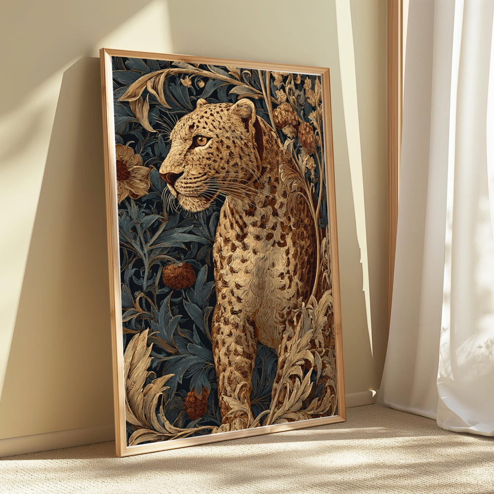 Leopard in Jungle Wall Art, Vintage Botanical Canvas, Tropical Safari Animal Decor, Elegant Home Accent, Gift for Wildlife Lovers