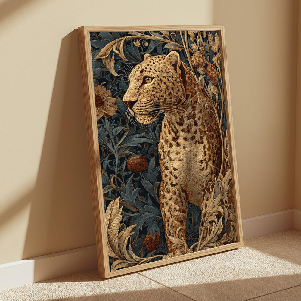 Leopard in Jungle Wall Art, Vintage Botanical Canvas, Tropical Safari Animal Decor, Elegant Home Accent, Gift for Wildlife Lovers