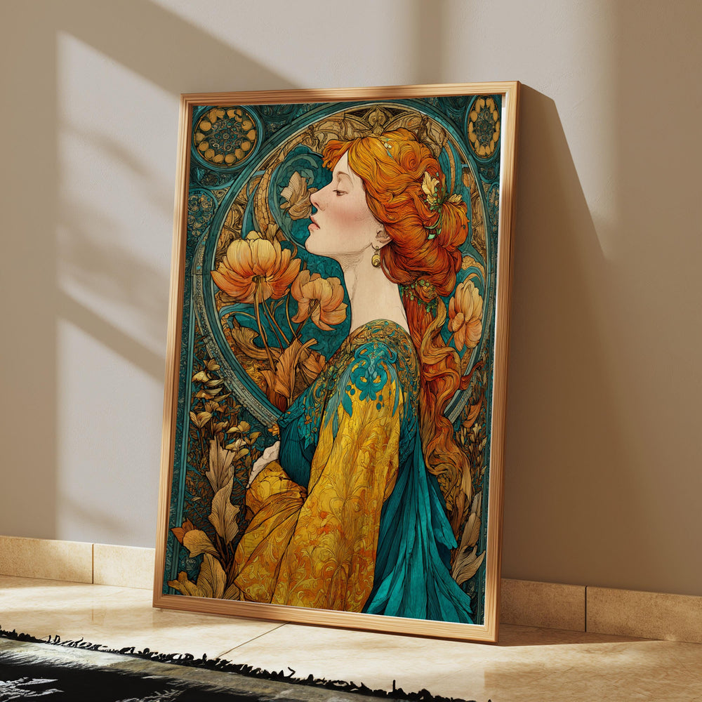 Art Nouveau Goddess Wall Art, William Morris Style Canvas, Vintage Floral Portrait Decor, Elegant Home Accent, Gift for Home Decor Lovers