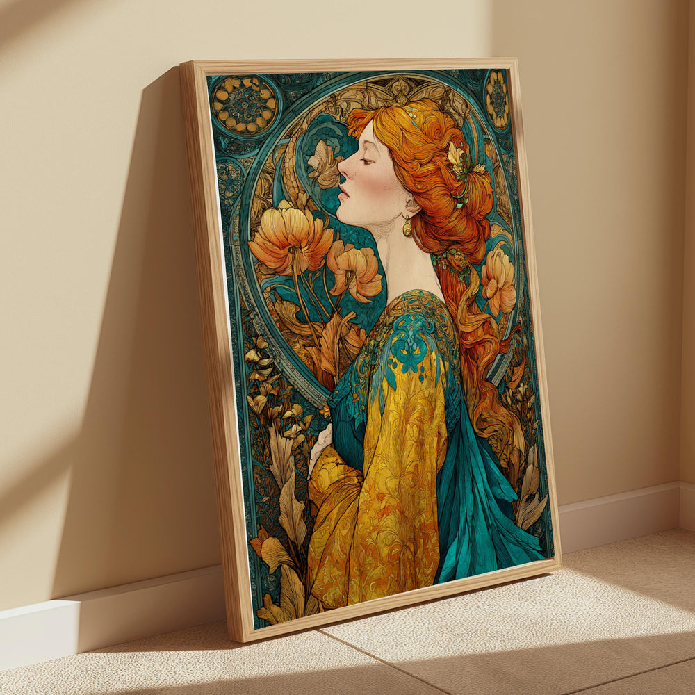 Art Nouveau Goddess Wall Art, William Morris Style Canvas, Vintage Floral Portrait Decor, Elegant Home Accent, Gift for Home Decor Lovers