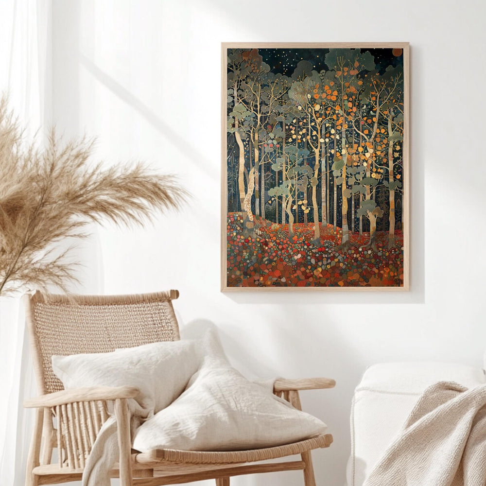 Autumn Forest Wall Art, William Morris Style Canvas, Woodland Botanical Decor, Vintage Home Accent, Gift for Nature Lovers