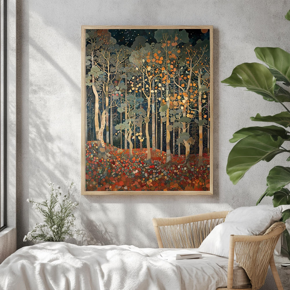 Autumn Forest Wall Art, William Morris Style Canvas, Woodland Botanical Decor, Vintage Home Accent, Gift for Nature Lovers