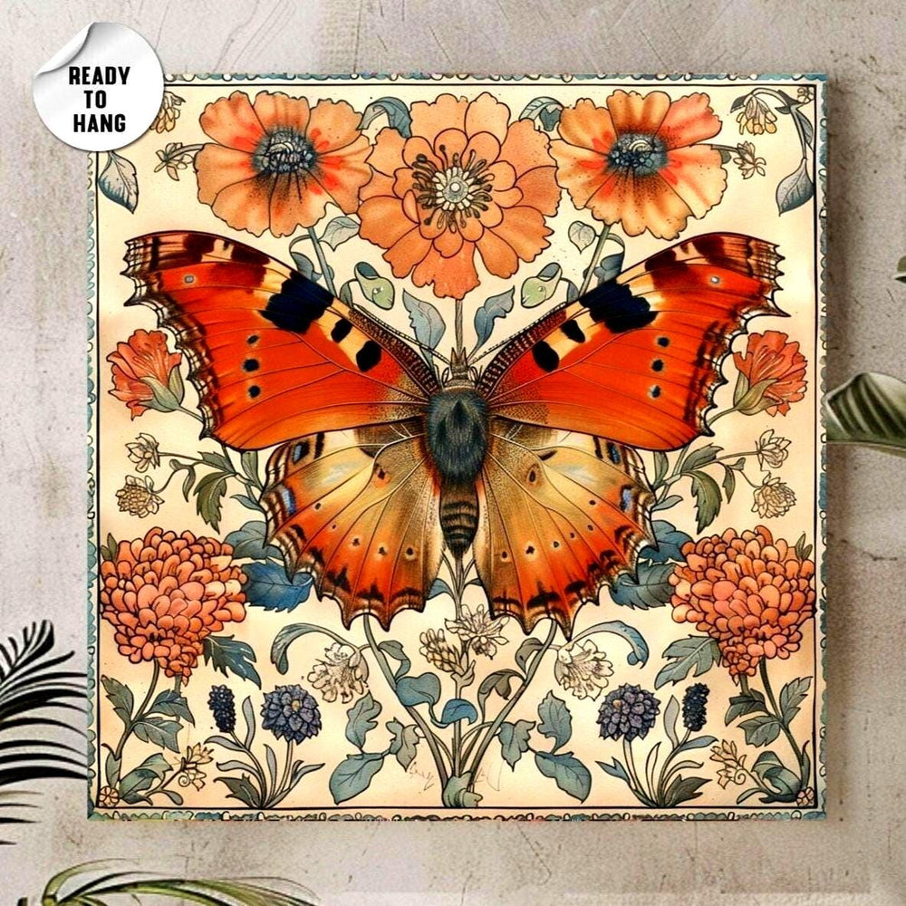 Butterfly Canvas Art William Morris Inspired Butterfly Art Butterfly Wall Art Butterfly Decor Gift Coastal Decor Framed Canvas Morris Style