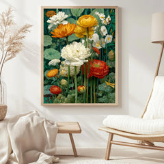 Vintage Flower Wall Art, Botanical Floral Canvas, Antique Flower Poster, Framed Canvas, Classic Botanical Print, Heritage Flower Artwork