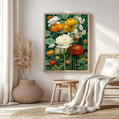 Vintage Flower Wall Art, Botanical Floral Canvas, Antique Flower Poster, Framed Canvas, Classic Botanical Print, Heritage Flower Artwork
