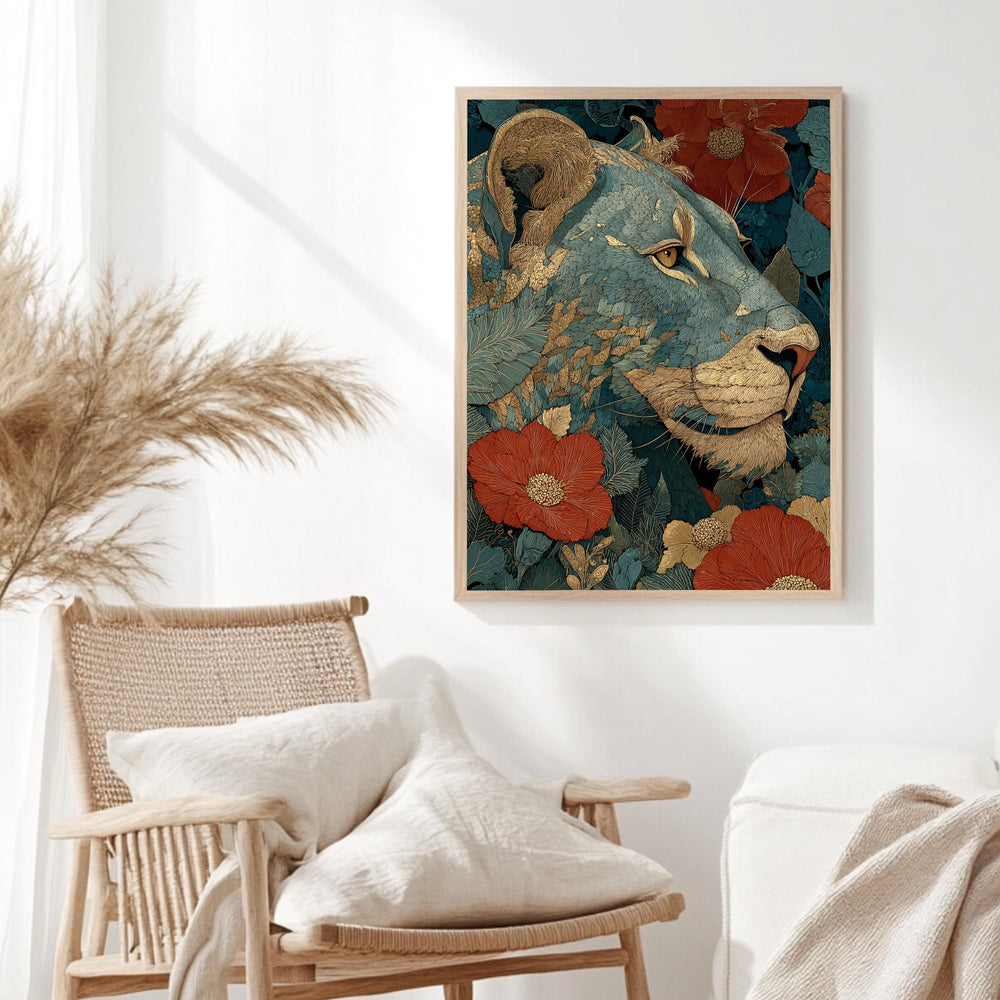 Vintage Lion Wall Art, Antique Animal Canvas, Classic Lion Poster, Framed Canvas, Botanical Illustration Print, Heritage Lion Artwork