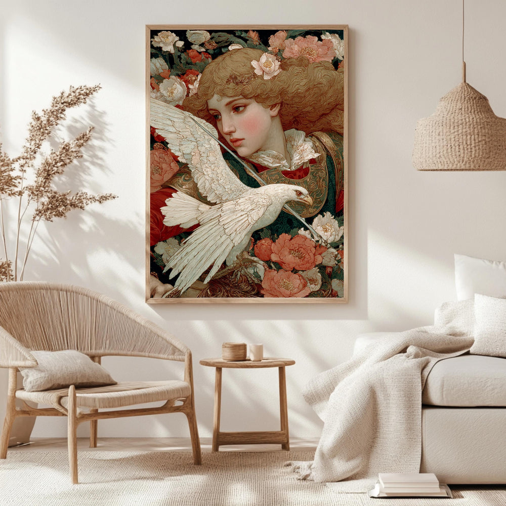 Renaissance Woman Canvas, Eagle Wall Art, Vintage Classic Decor, Antique Nature-Inspired Poster, Framed Canvas, Vintage Portrait Canvas