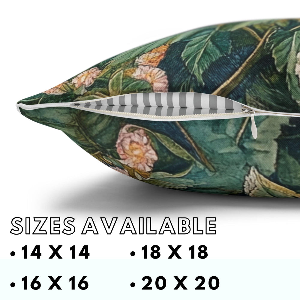 Hibiscus Floral Throw Pillow, William Morris Botanical Cushion, Tropical Garden Pillow, Vintage Inspired Home Decor, Moody Jungle Accent