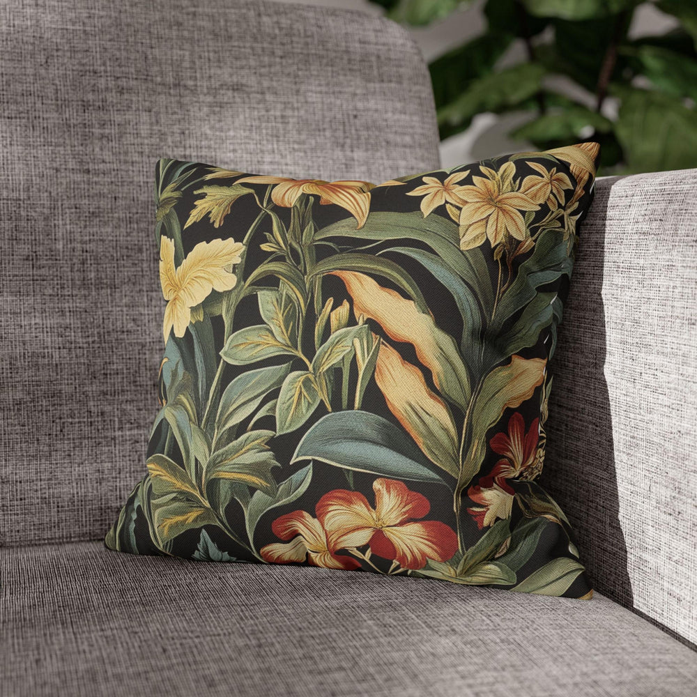 Tropical Floral Throw Pillow, William Morris Botanical Cushion Cover, Dark Garden Pillow, Vintage Inspired Home Decor, Bold Jungle Accent