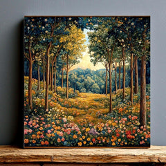 Autumn Forest Canvas Wall Art, William Morris Art Decor, Vintage-Inspired Wall Decor, Botanical Forest Scene, Vintage Style Autumn Forest