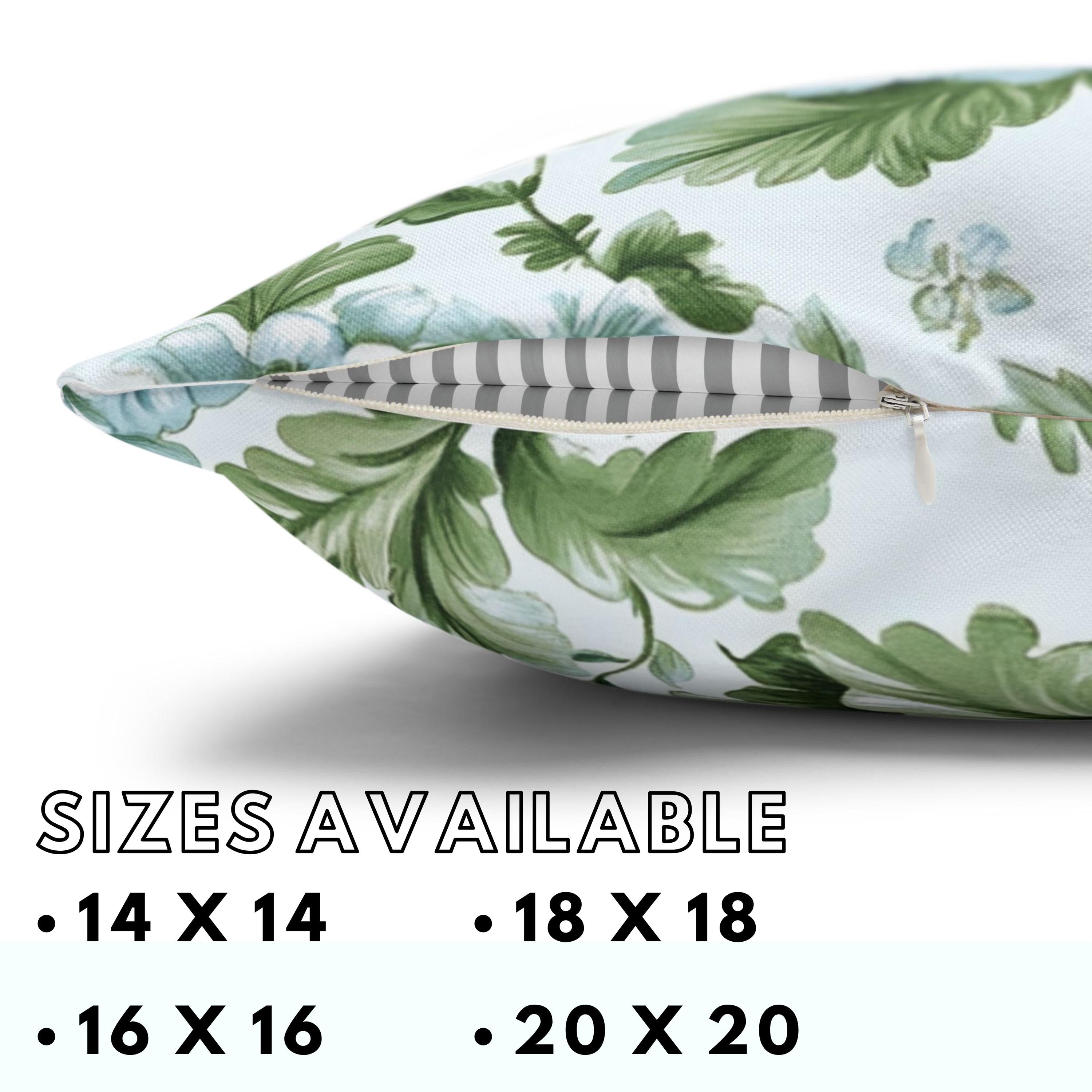 Pale Blue and Green Floral Pillow, Vintage Botanical Cushion Cover, Elegant Garden Bloom Throw Pillow, Soft Nature-Inspired Decor