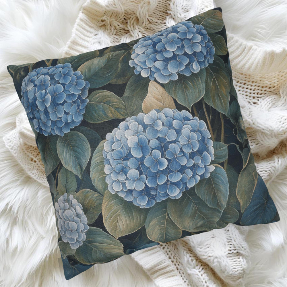 Vintage Hydrangea Floral Pillow, Blue Garden Cushion Cover, William Morris Inspired Throw Pillow, Botanical Nature Decor, Cottagecore Accent