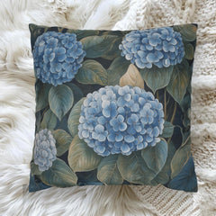 Vintage Hydrangea Floral Pillow, Blue Garden Cushion Cover, William Morris Inspired Throw Pillow, Botanical Nature Decor, Cottagecore Accent