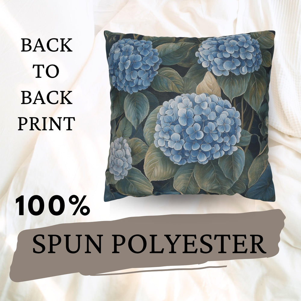 Vintage Hydrangea Floral Pillow, Blue Garden Cushion Cover, William Morris Inspired Throw Pillow, Botanical Nature Decor, Cottagecore Accent