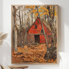 Autumn Farmhouse Canvas Wall Art, William Morris Print, Framed Canvas Botanical Decor, Vintage Rustic Accent, Cozy Nature-Inspired Home